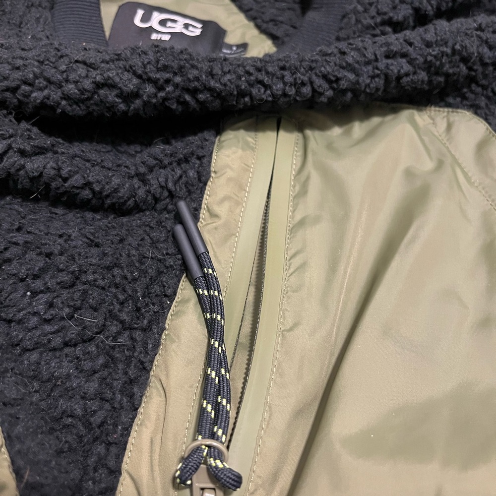 black and olive ugg fleece pullover sherpa cozy